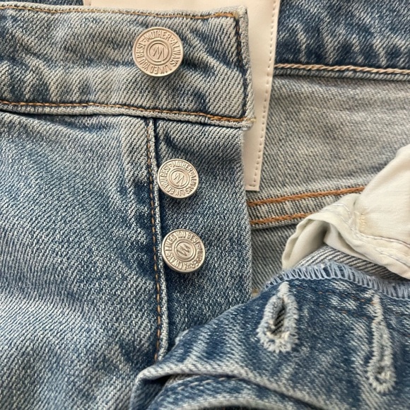 MOTHER Light Blue Tomcat Denim Frayed Skirt 24 - Picture 6 of 7